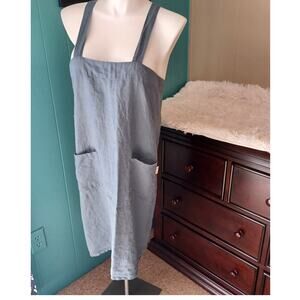 MagicLinen 100% No Ties Linen Cross Back Apron-Gardening, Painting With Pockets